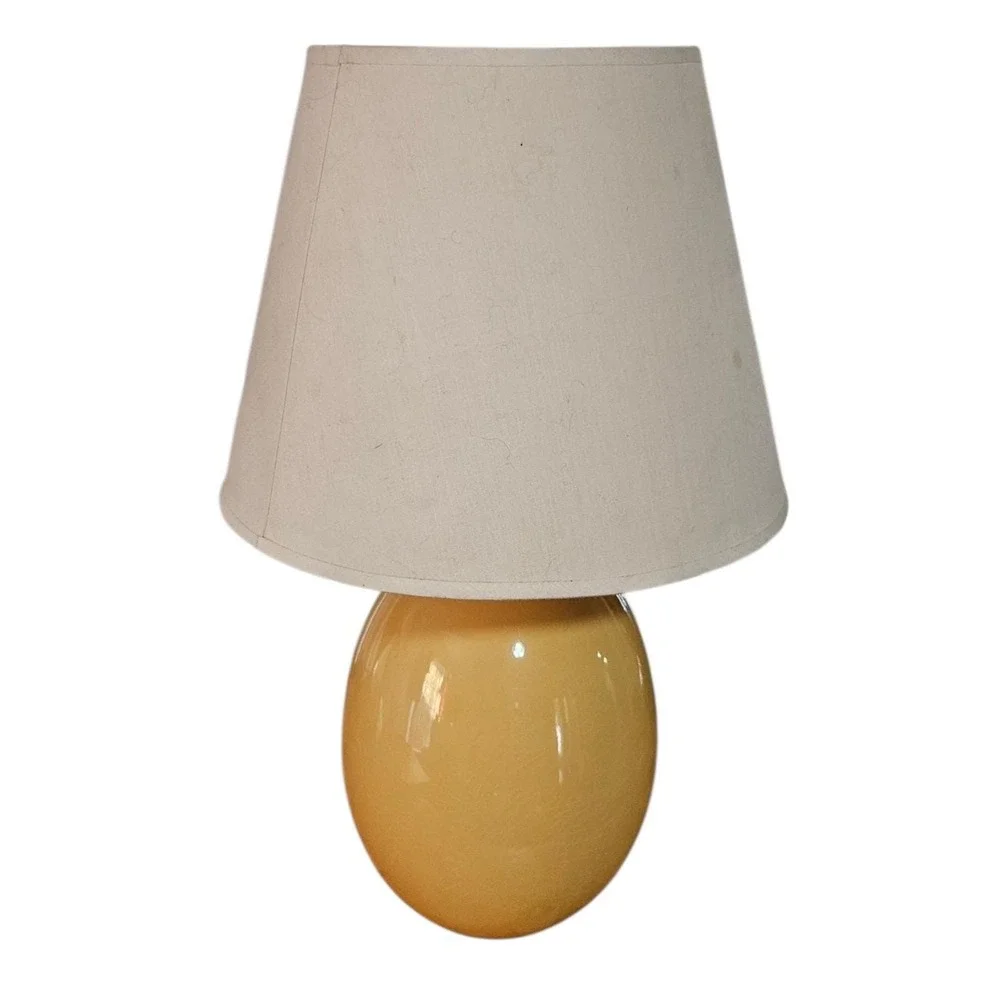 Bellamy Table Lamp Crackle Glaze Egg Shape Ceramic Lamp Mustard Yellow 17